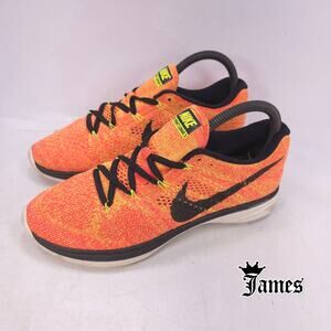 Nike Flyknit Lunar 3 Athletic Training Shoe Womens Size 7 698182-700 Orange